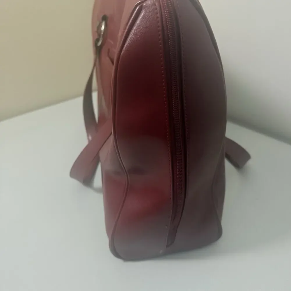 Franklin Covey Leather Bag Red multi Pockets Expandable Briefcase Laptop Office